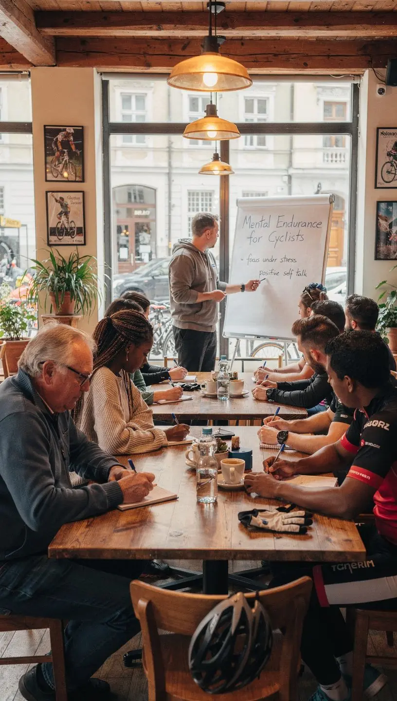 Eine Gruppe von Radfahrern, die zusammen an einem Wettkampf teilnehmen.