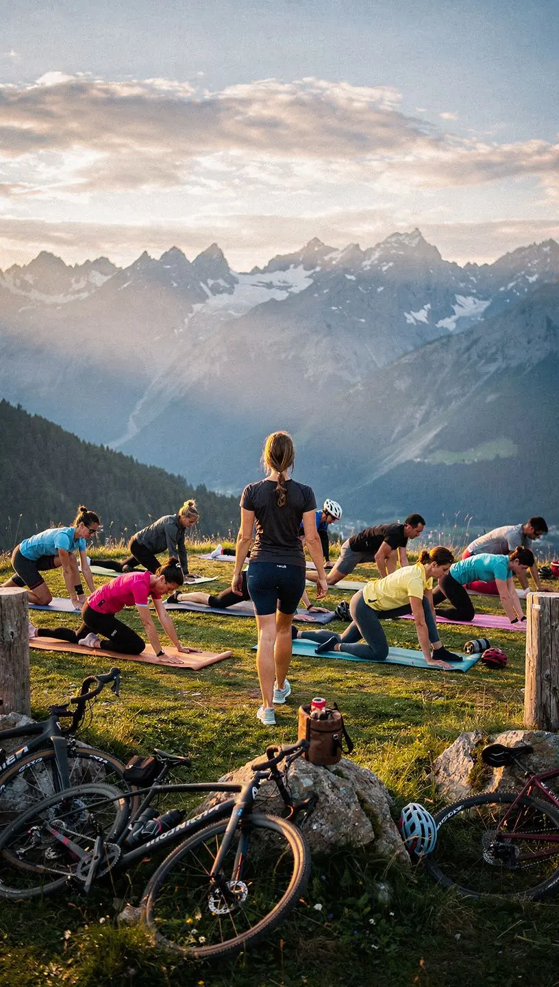 Radfahrer, die an einem anspruchsvollen Berganstieg arbeiten.