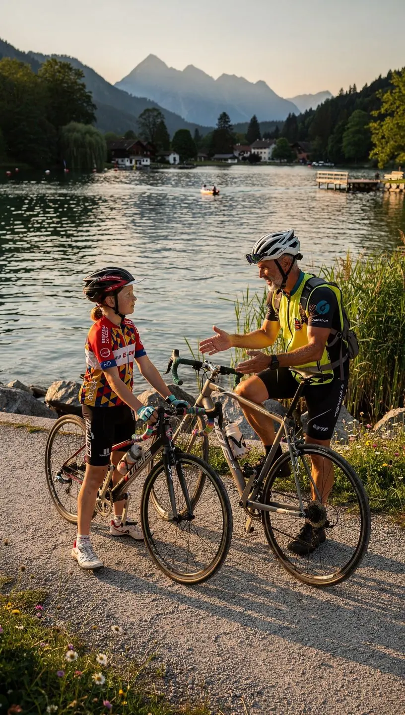 Radfahrer, die an einem anspruchsvollen Berganstieg arbeiten.